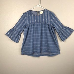 Harper brand denim shirt with bell sleeves.